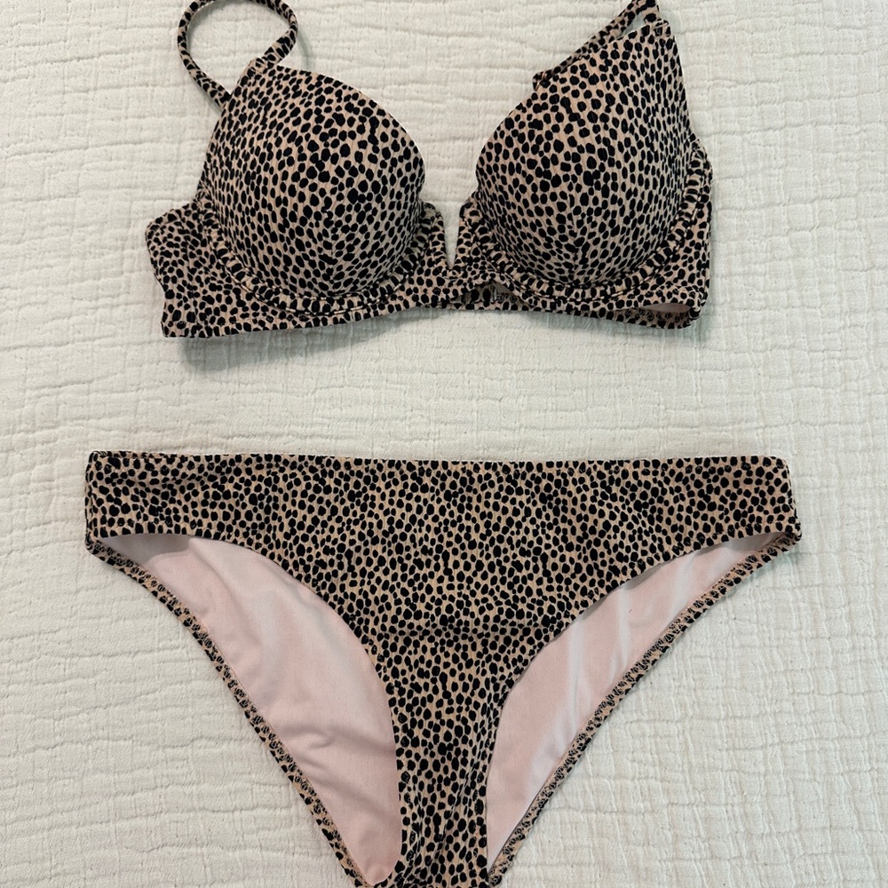 Shade & Shore Animal Print Bikini 34B + MEDIUM